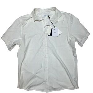 NWT Onia Men's White Short Sleeve Button Down Travel Tech Mesh Shirt size M $110
